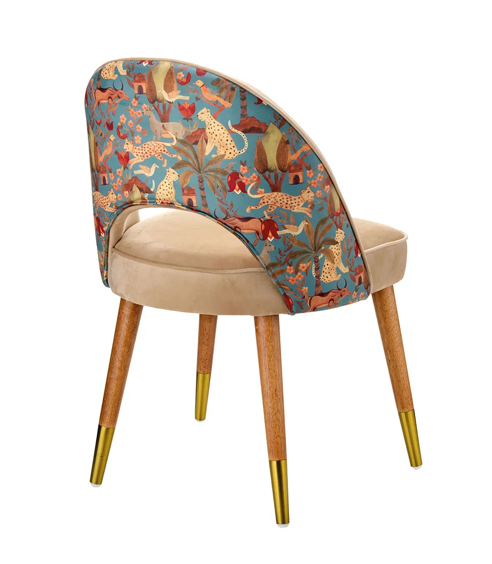 Armchair, beige and light blue