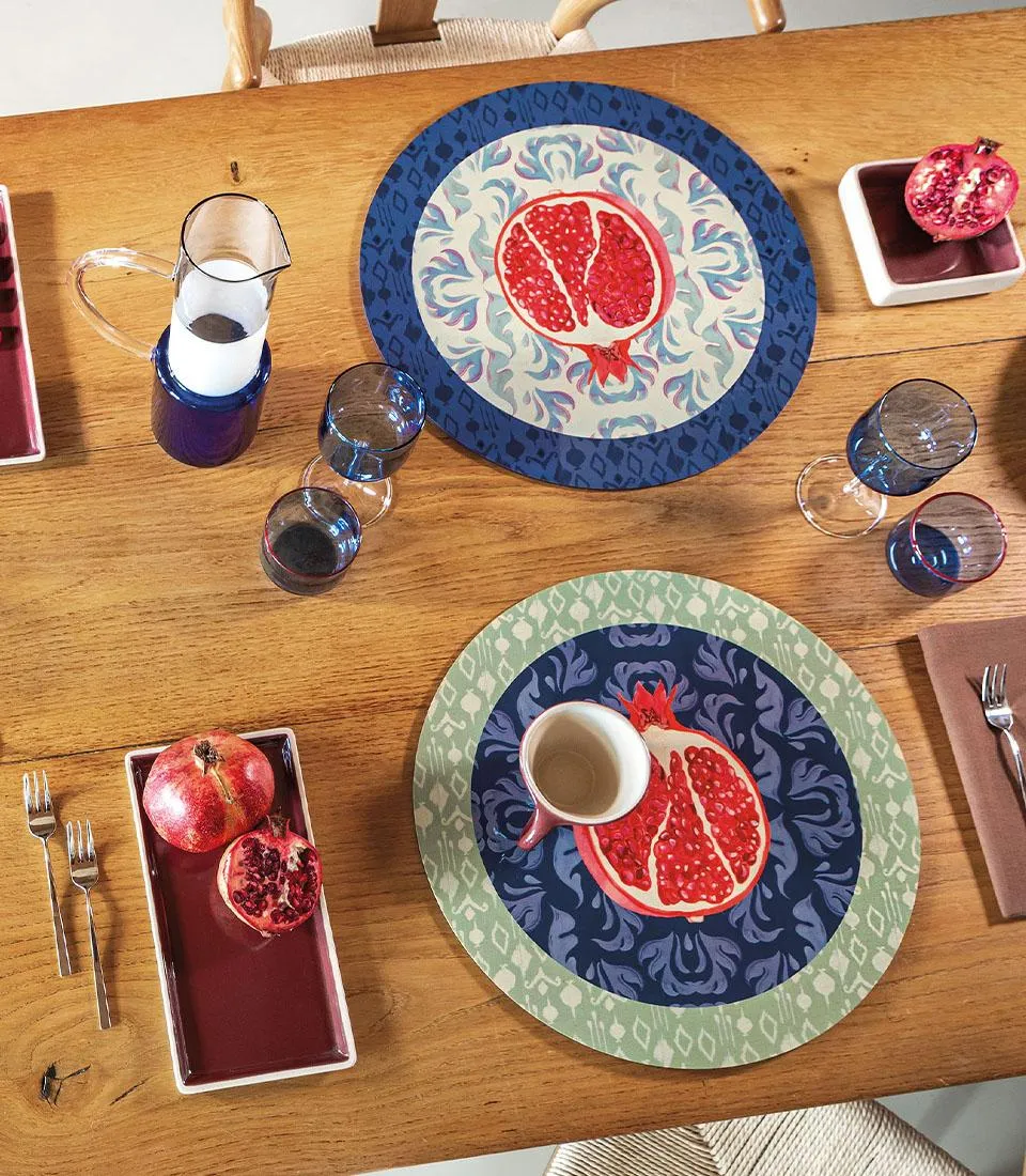 Rigid Placemat, blue - Melograno d'Oriente