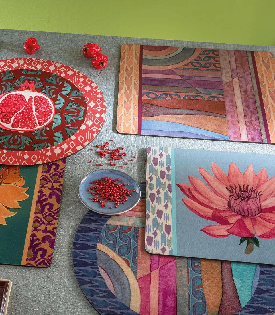 Rigid Placemat, light blue - Peonia di Samarcanda