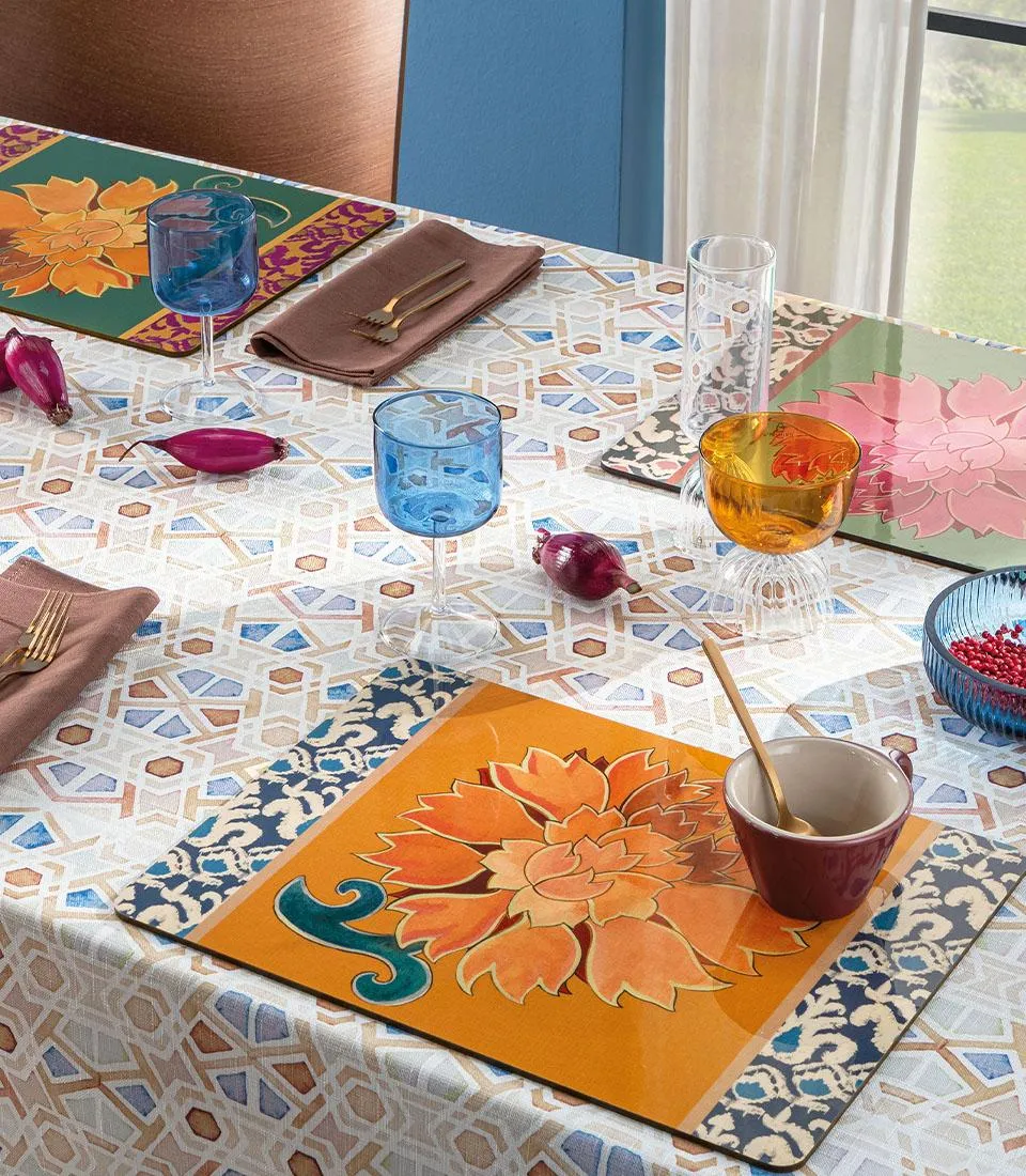 Rigid Placemat, sage green - Peonia di Samarcanda