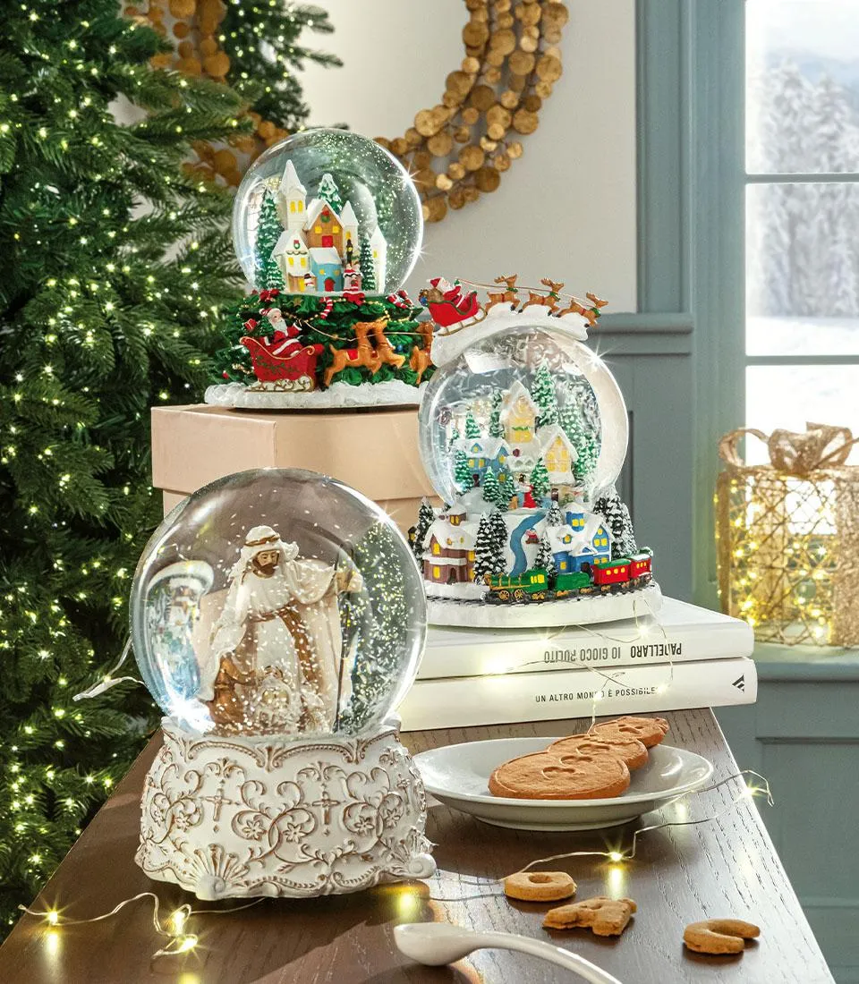 Boule de neige slitta di Babbo Natale