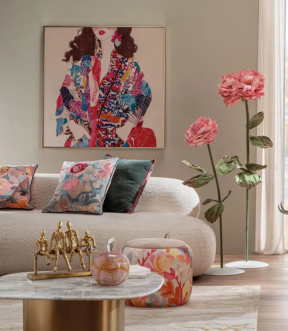 DECORATIVE FLOWER WITH BASE 150H - ROSE