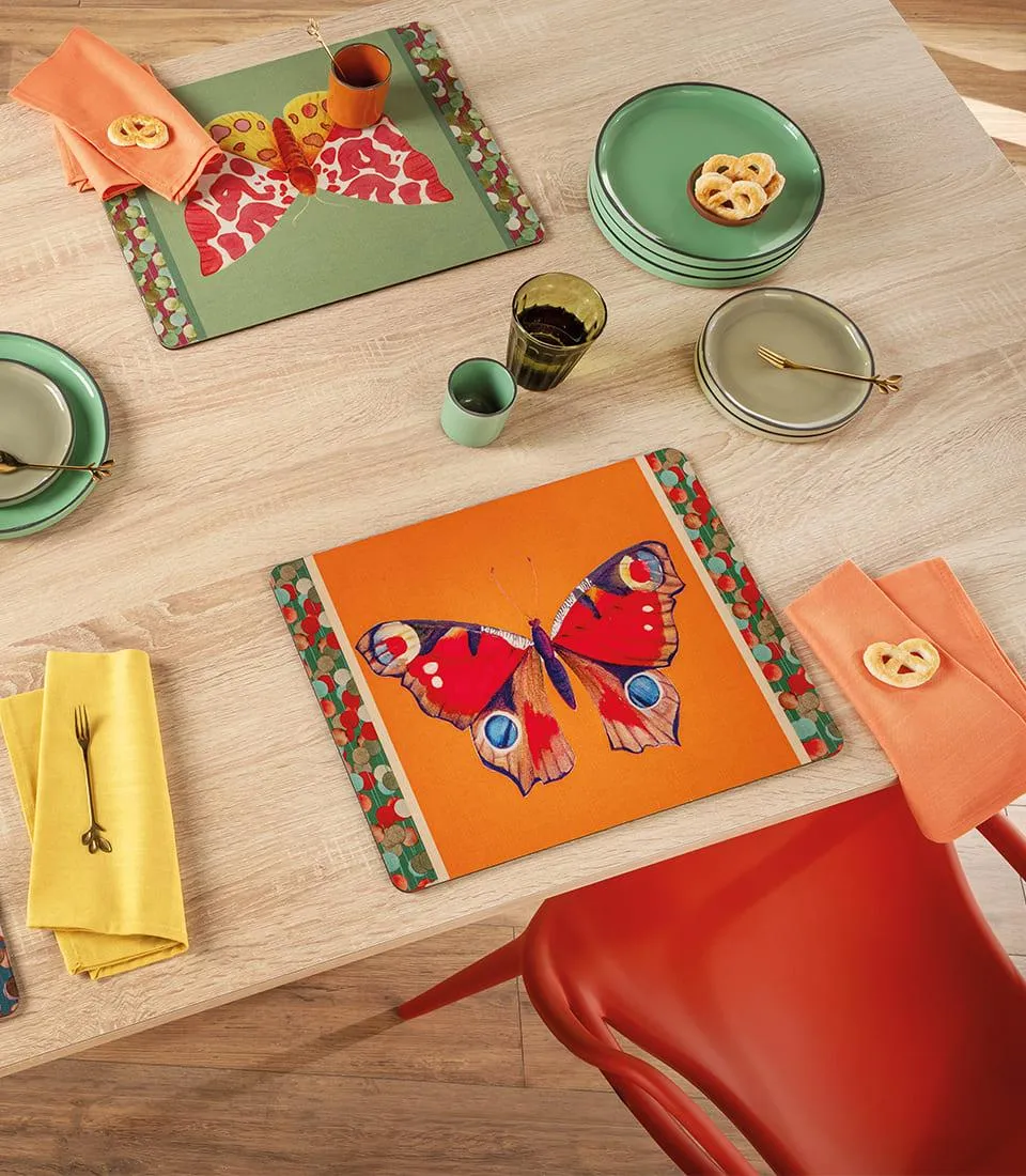 Rigid Placemat, orange - Peacock Butterfly