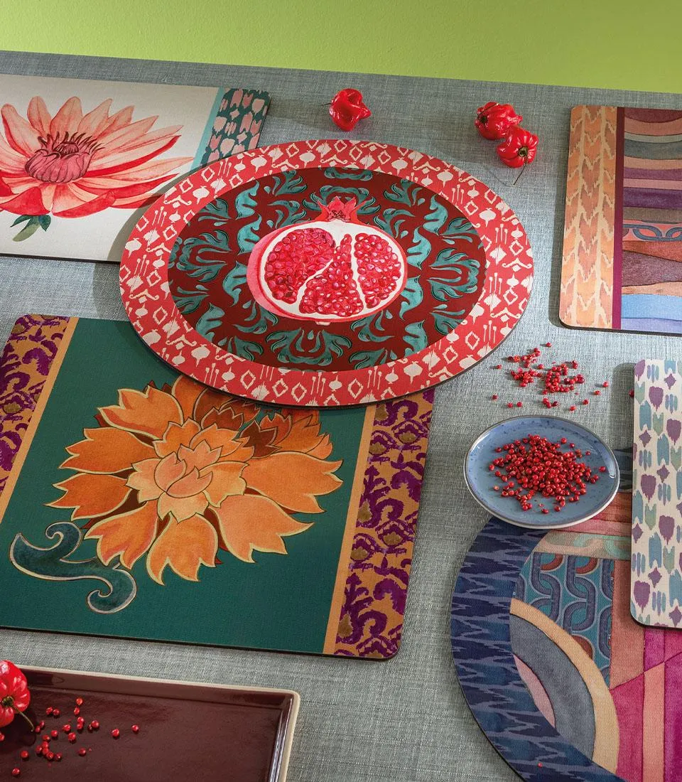 Rigid Placemat, green- Peonia di Samarcanda