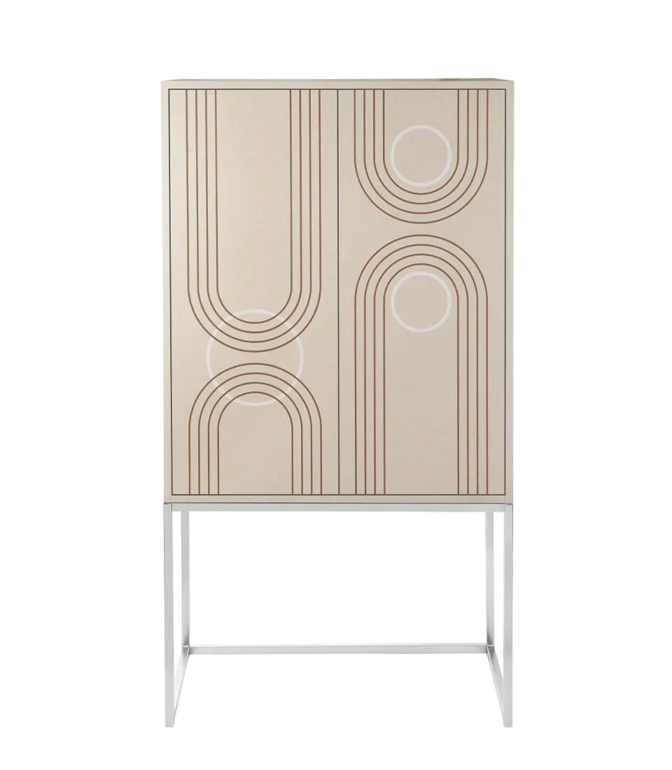 High Cabinet with doors, geometric pattern