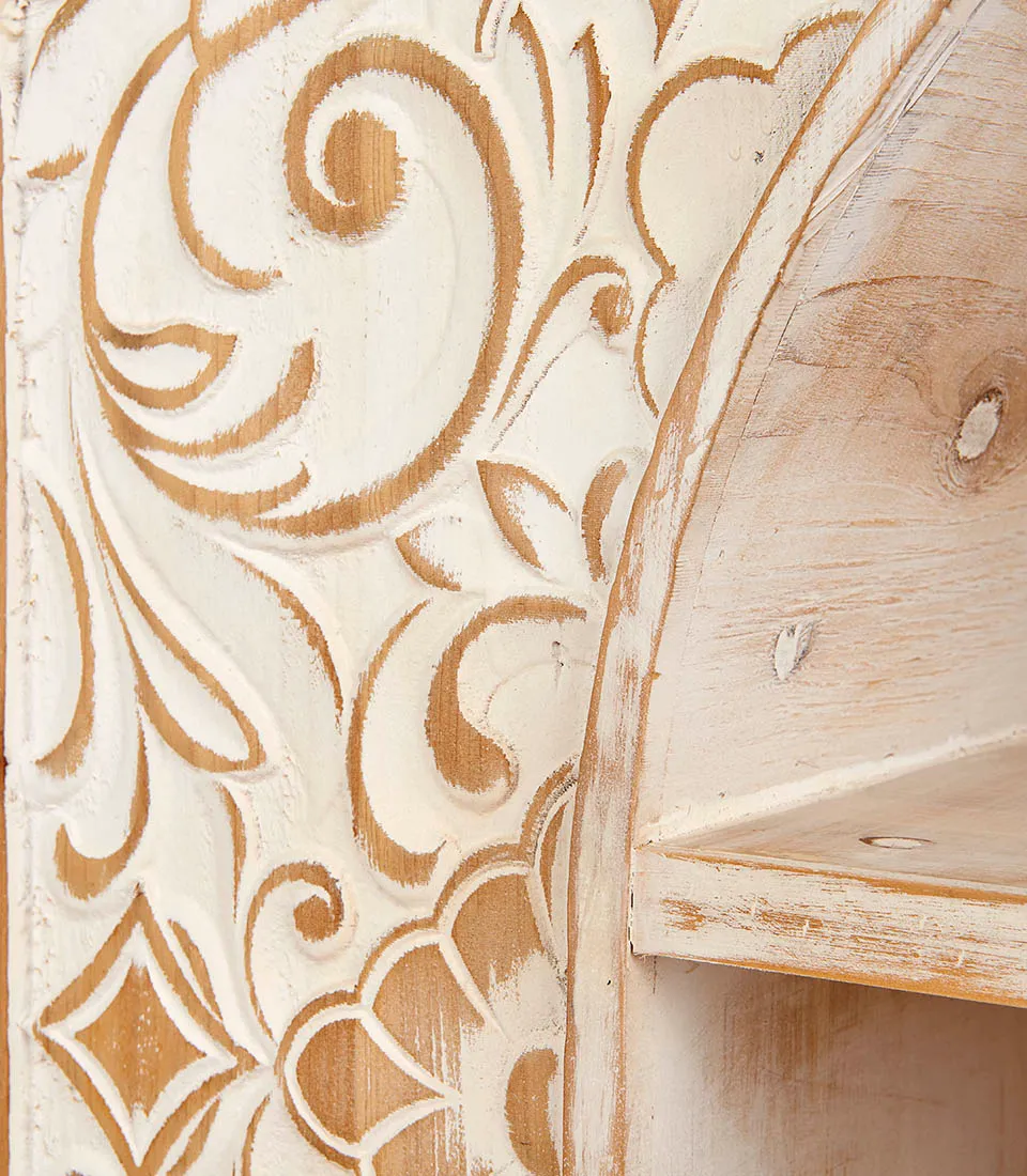 Decorative fireplace with shelves