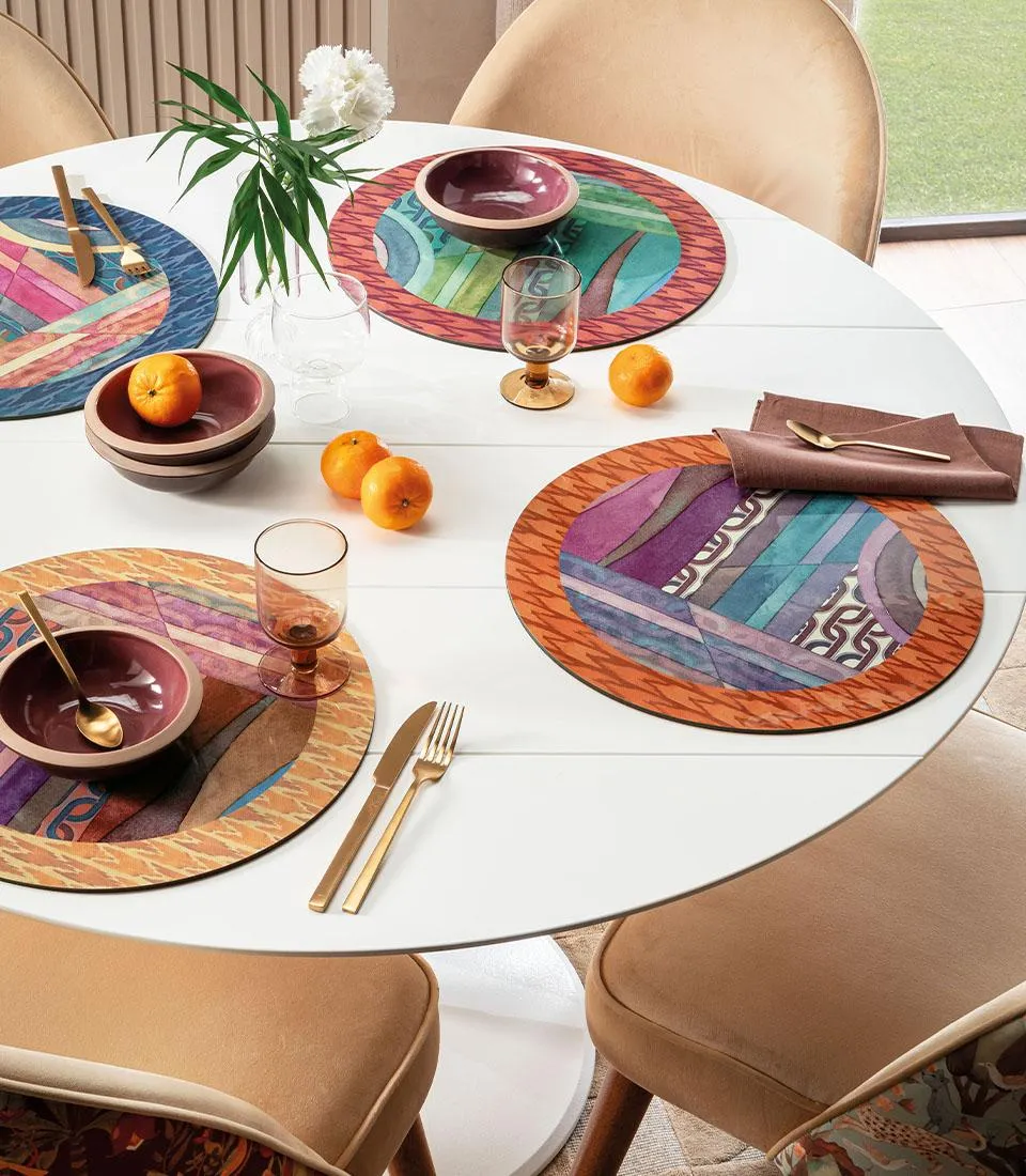 Rigid Placemat, orange edge - Orizzonti di Seta