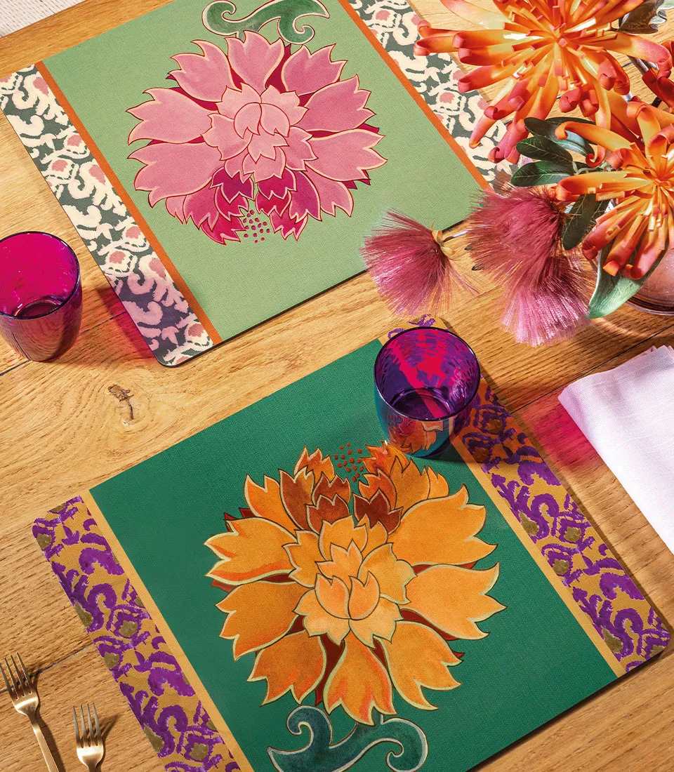 Rigid Placemat, green - Peonia di Samarcanda