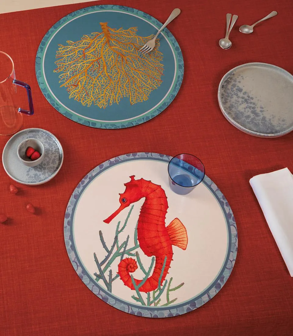 Tovaglietta rigida avorio Ø39 - Cavalluccio marino