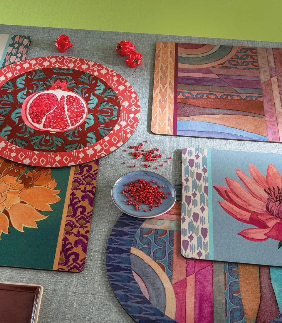 Rigid Placemat, orange edge - Orizzonti di Seta