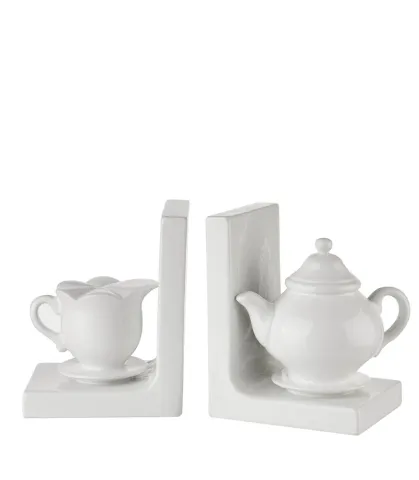 Bookend tea time, white - set 2 pcs