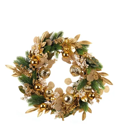 WREATH WITH GOLD BALLS, WITH 40 LEDS