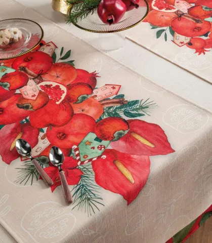 Melograni - stain-resistant tablecloth 50x155