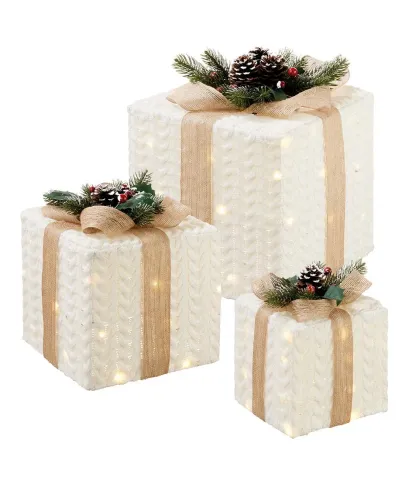 Set of decorative items shining gift boxes